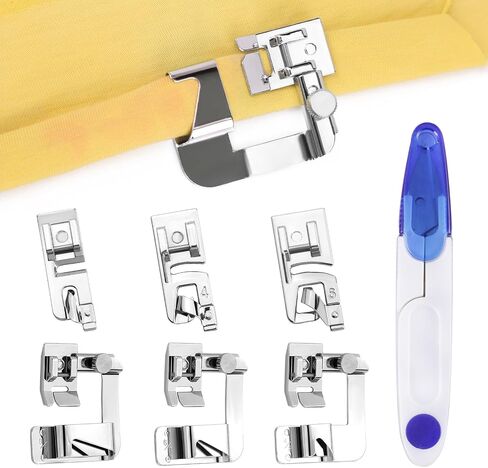 6 Pcs Sewing Machine Presser Foot Set Narrow Rolled Hemming Foot Kit for All Low Shank Snap-On Singer Brother Janome Sewing Machine in Kuwait