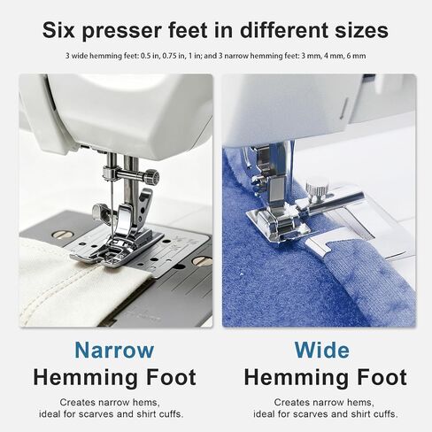 6 Pcs Sewing Machine Presser Foot Set Narrow Rolled Hemming Foot Kit for All Low Shank Snap-On Singer Brother Janome Sewing Machine in Kuwait