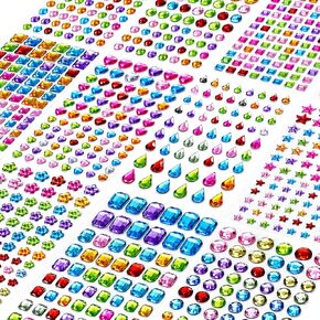 1200+ PCS Self Adhesive Gems Stickers,14 Sheets Rhinestone Stickers for DIY Craft,8 Shapes Sparkle Jewels for Nail Body Makeup Festival in Kuwait