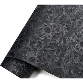 Western Style Bump Texture Geometric Pattern 2.0mm(5-5.5oz) Genuine Leather Sheet, Floral Tooling Craft Leather for DIY Projects (Black | Pattern 12"x24"） in Kuwait