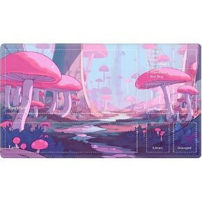 Playmat with Zones for MTG Card Game Playing, Game Mats Tabletop Magic Play Mats 24"x14" Commander Deck Gaming Desk Duel Mat Card Gameplay Mats for Beginner, Fairy Forest Mushroom in Kuwait