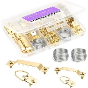Picture Hanging Kit 251 PCS, Include 50 Sawtooth Picture Hangers, 50 D Ring Picture Hangers, 150 Screws and 1 Screwdriver, Picture Hanging Hardware with Paired Quantity, Picture Frame Hanging in Kuwait