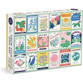 Galison Ever Upward – 1000 Piece Puzzle Fun and Challenging Activity with Bright and Bold Artwork of Vintage Style Flower Seed Packets for Adults and Families in Kuwait