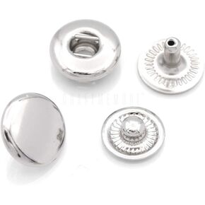 CRAFTMEMORE 50 Sets Silver Snap Buttons S-Spring Socket Popper Fasteners for Jacket Bag Closures #831 VT8 (15mm (0.59")) in Kuwait