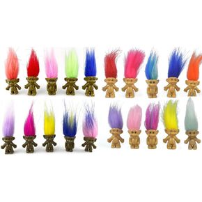 10PCS Mini Troll Dolls, PVC Vintage Trolls Lucky Doll Mini Action Figures 1.2" Cake Toppers Chromatic Adorable Cute Little Guys Collection, School Project, Arts Crafts, Party Favors in Kuwait