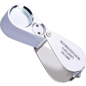 Pineapple 30X Jewelers Loupe with Light, Lighted Magnifying Glass Eye Loop, Illuminated LED Light Metal Pocket Magnifier for Jewelry, Currency, Plants, Coins, Diamonds, Stamps in Kuwait