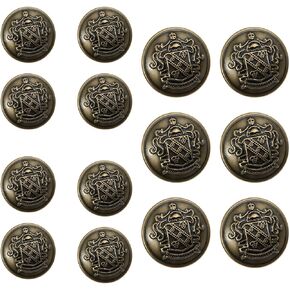 14 PCS Metal Blazer Button Set,15 mm and 23mm Gold Buttons for Sewing Vintage Buttons,for Blazer,Suits,Sport Coat,Uniform,Jacket (Black Gold) in Kuwait