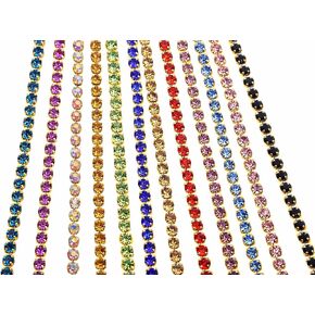 KAOYOO 12 Yards Crystal Rhinestone Chain Trim Mixed for DIY,Sewing,Crafts,Decoration(1 Yard for Each Color,SS12/3.0mm/0.12") in Kuwait
