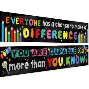 2 Pack Motivational Classroom Banner Poster Positive Banner Inspirational Banner for Students Educational Teacher Classroom Decorations Banner with 40 Glue Points (Fresh Style) in Kuwait