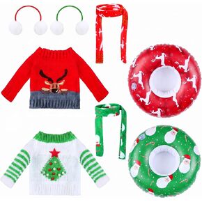 Ramede 8 Pcs Christmas Elf Clothing Accessory Set Christmas Elf Doll Clothes Include Earmuffs Cozy Scarf Inflatable Snow Tube Small Sweater for Elf Accessories Elf Doll Outfit Costume in Kuwait