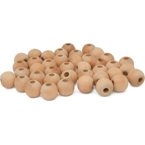 Large Wooden Beads for Crafts - Pack of 25 51mm 2 x 1/2 Inch Hole Large Wood Beads for Crafts withHoles for DIY | Round Wooden Balls for Crafts | Wood Beads for Jewelry Making | Woodpeckers in Kuwait