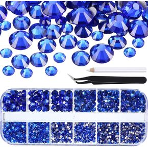 TecUnite 2000 Pieces Flat Back Gems Round Crystal Rhinestones 6 Sizes (1.5-6 mm) with Pick Up Tweezer and Rhinestones Picking Pen for Crafts Nail Face Art Clothes Shoes Bags DIY (Multicolors) in Kuwait