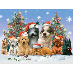 Bits and Pieces - 300 Large Piece Jigsaw Puzzle for Adults - Canine Christmas - 300 pc Dogs, Puppies, Holiday Jigsaw by Artist Giordano Studios in Kuwait
