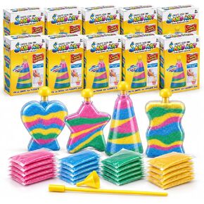 12 Pack: Sand Art Kits for Kids - Create Your Own Colored Sand Art, Includes 12 Bottles, Funnels, Sticks, 48 Bags of Sand for Arts and Crafts, Schools, Birthday Party Favors Bulk (1 Dozen) in Kuwait