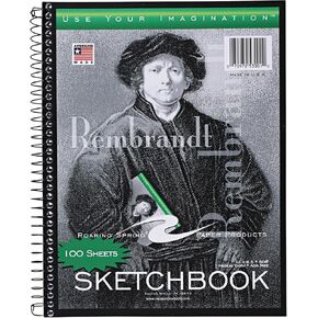 Roaring Spring Rembrandt Spiral Drawing Art Sketchbook, 8.5" x 11" 100 Sheets, 60# White Drawing Paper,53101 in Kuwait