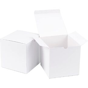 صندوق هدايا ورقي أبيض 10 قطع من OfficeCastle مع أغطية، صناديق ورقية بيضاء قابلة للطي مقاس 8 × 8 × 6 بوصة لهدايا الحفلات، وأعياد الميلاد، وحفلات الزفاف، والأعمال التجارية in Kuwait