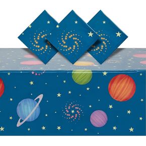 BLUE PANDA 3 Pack Plastic Outer Space Tablecloths, Disposable Planets Table Covers for Galaxy Birthday Party Decorations (54 x 108 in) in Kuwait