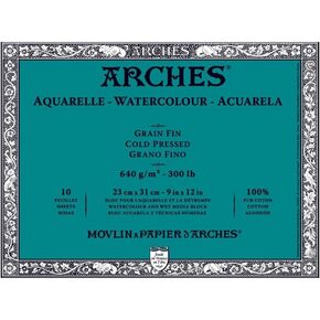Arches Watercolor Paper Block, Cold Press, 12" x 16", 300 pound (1795067) in Kuwait