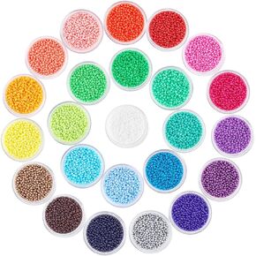 PH PandaHall 24000 Pcs 11/0 Multicolor Beading Glass Seed Beads 24 Colors 2mm Round Mini Spacer Beads with Container Box for Earring Bracelet Necklace Jewelry DIY Craft Making in Kuwait