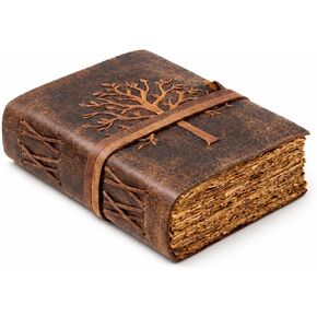 NomadCraftsCo. Vintage Leather Journal Tree of Life-Leather Bound Journal-Antique Paper-Beautiful Embossed Tree Leather Sketchbook - For Drawing Sketching and Writing-240 Pages in Kuwait