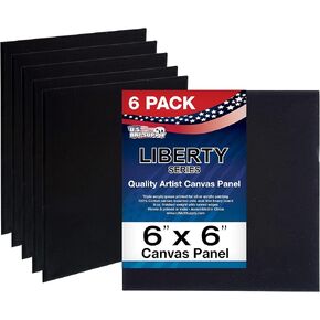 US Art Supply 6 X 6 inch Black Professional Artist Quality Acid Free Canvas Panels 6-Pack (1 Full Case of 6 Single Canvas Panels) in Kuwait