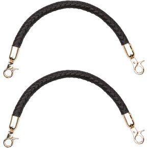 Semetall 2Pcs PU Leather Handbag Handles,Braided Leather Replacement Purse Straps for Handbags with Gold Spring Buckle for DIY Handbag Purse Making,Black and Brown,11.8" in Kuwait