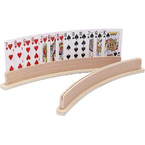 Exqline Wood Curved Playing Card Holder Racks Tray Set of 4 for Kids Seniors Adults - 13.4inch with Widen Base Stable Enough for for Bridge Canasta Foot and Hand in Kuwait