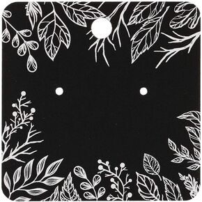 Summer-Ray 50 Floral Theme Earring Cards/Earring Tags Necklace Display Cards Party Favors Birthday Wedding Bridal Shower (Black, 2" x 2") in Kuwait