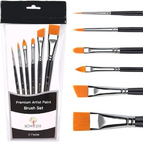 Bowitzki Face Paint Brush Set, 6pcs Artist Brushes for Body Face Painting,Acrylic Painting Watercolor Oil Gouache in Kuwait