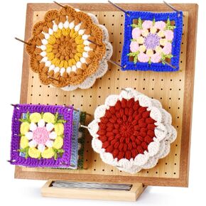 LIVSMON 13 Inch Crochet Blocking Board, Handcrafted Knitting Blocking Mat for Perfect Knitting and Granny Squares, Full Kit with 30 Stainless Steel Rod Pins, Gifts for Grandmothers, Mothers in Kuwait