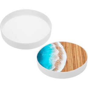 HARFINGTON 14.17" Charcuterie Board Resin Silicone Mold Tray Epoxy Mould Cutting Board Coffee Table for DIY Art Home Decoration (Round) in Kuwait
