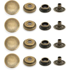 CRAFTMEMORE 50 Sets Antique Brass Snap Fasteners Ring-Socket Press Studs for Jacket Bag Canvas Closures #201 VT47 (12mm (0.47")) in Kuwait