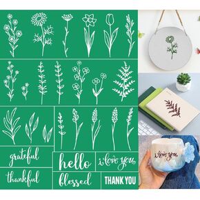 Alinacutle Positive Sentiments Reusable Silk Screen Stencils, Self-Adhesive Silkscreen Printing Stencil for Home Decor,Paint on Wood/Fabric/Wall/Cup/Plate/Glass/Paper 8.5" x 11" in Kuwait