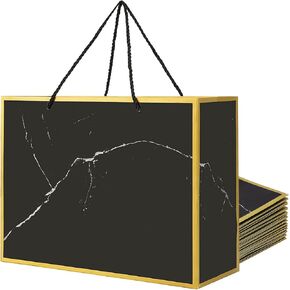 Cmecial 10 Black Gift Bags with Tissue Paper, 12.6" Large Gift Bag for Presents, Large Black Bags with Handles, Black Gift Bags with Handles in Kuwait