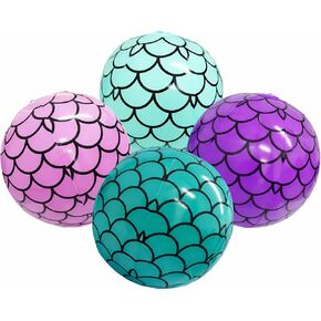 Mermaid Beach Balls (4 Pack) Mermaid Party Favors, Mermaid Party Decorations for Girls, Mermaid Birthday Party Supplies, Under The Sea Themed Party Decor, Gifts for Girls Pool Party in Kuwait