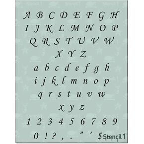 Stencil1 Corsiva Font Stencil - Reusable Premium Quality Mylar Stencils for Painting - Alphabet Letters Stencil Crafts and Decor on Walls Fabric & Furniture Art Craft (.5" Letters) in Kuwait
