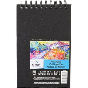 Canson Artist Series Mixed Media Book, Side Wire Bound, 7x10 inches, 40 Sheets - Lay Flat Art Notebook for Painting, Sketching, Drawing in Kuwait