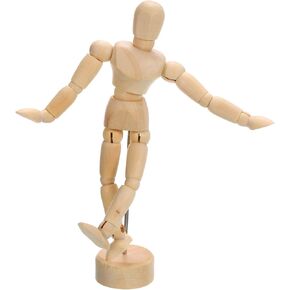 PATIKIL 4.5" Wooden Mannequin Figure, Artist Drawing Manikin Model Flexible Movable Jointed Sketching Lay Figure for Painting Drawing Decoration in Kuwait