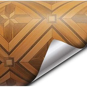 VVIVID Parquette Inlay Mosaic Wood Grain Faux Finish Textured Vinyl Wrap Roll Sheet Film for Home Office Furniture DIY No Mess Easy to Install Air-release Adhesive (1ft x 48 Inch) in Kuwait