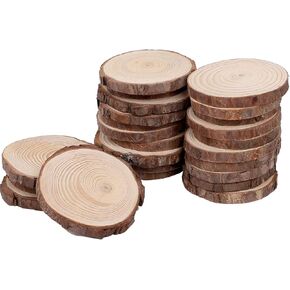 KINJOEK 6PCS 9-10 Inch Large Natural Wood Slices with Bark, Unfinished Wooden Table Coasters Circles, Blank Round Wood Ornaments Slice Bulk for Centerpieces DIY Craft Wedding Party Christmas Decor in Kuwait
