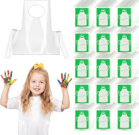 HKACSTHI 100 Pieces Disposable Aprons for Kids Aprons Kids Craft Aprons Kids Cooking Apron Disposable Paint Smocks Child Apron for Painting Child Art Apron in Kuwait