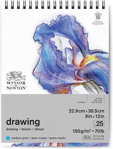 Winsor & Newton Classic Drawing Paper Pad, 18" x 24", 25 Sheets, 150gsm, Wired, Natural White in Kuwait