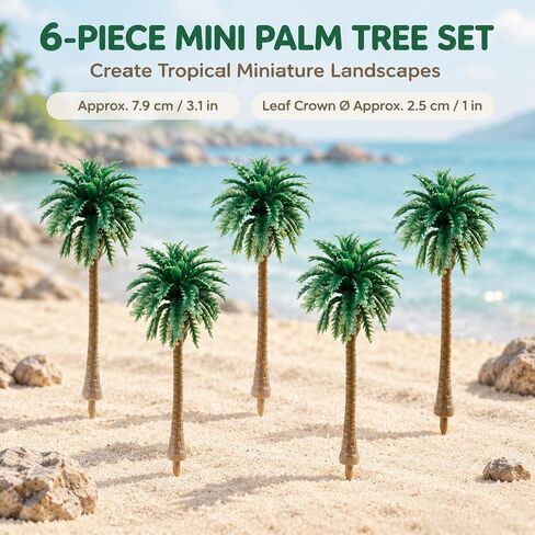 Model Coconut Palm Tree 2.8" Height Mini Scenery Plastic Tree Building Model Trees -6pcs in Kuwait