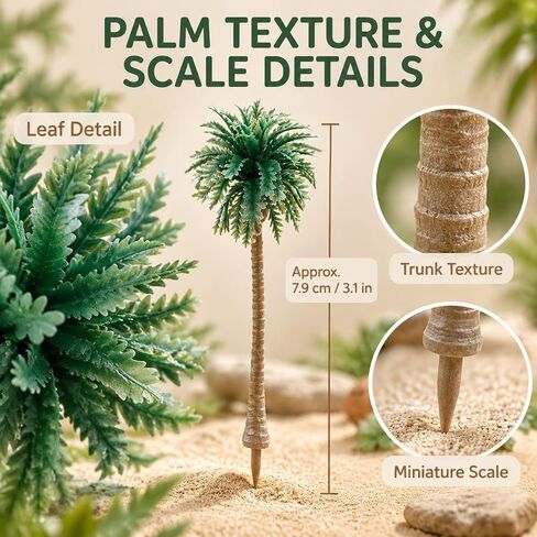 Model Coconut Palm Tree 2.8" Height Mini Scenery Plastic Tree Building Model Trees -6pcs in Kuwait