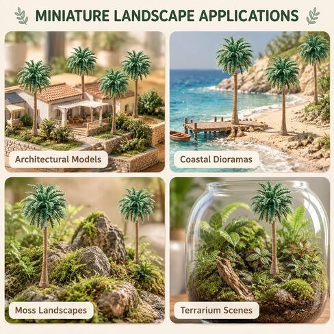 Model Coconut Palm Tree 2.8" Height Mini Scenery Plastic Tree Building Model Trees -6pcs in Kuwait