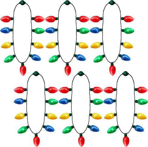 JOYIN 12 Packs Christmas LED Light Up Bulb Necklaces 9 Bulbs LED Necklaces Holiday Necklace Costume Accessories for Christmas Xmas Party Favor Party Supply in Kuwait