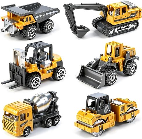 6 Pieces Construction Toys Trucks Set Diecast Metal Engineering Construction Vehicles- Forklift Excavator Dump Tractor Truck Kids Play Vehicles Cars for Boys 3-5 6 7 8 9 Birthday Gift in Kuwait