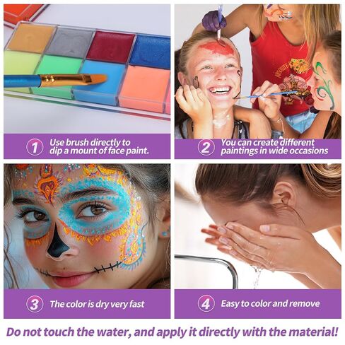 Face Painting Kit For Kids Party,22 Colors Face Paint Kit Includes Paint Tray,Sponges,Brushes and Stencils,Professional Face Painting Kit Non Toxic for Kids and Adults Halloween Makeup in Kuwait