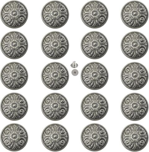 Duolai 20pcs Retro Silver Tang Grass Flower Craft Purses Leather Decoration Buckle Conchos Metal Screw Back Buttons Fashion Crafts Handmade Leather Product Clothes Accessories in Kuwait
