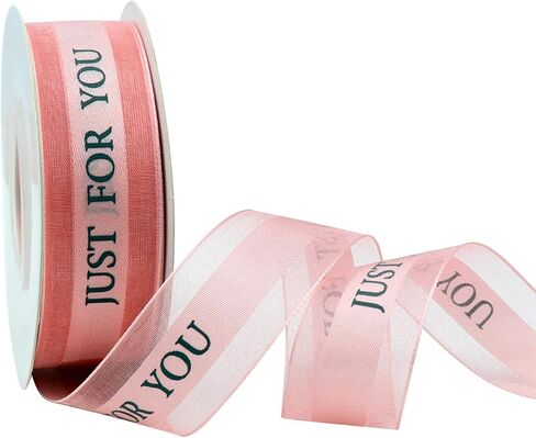 1 Inch Pink Chiffon Valentines Ribbon, Just for You Ribbon for Gift Wrapping, Holiday Party, Wedding Decorations, 22 Yards Gift Ribbon for Balloons, Sewing, and Floral DIY Decor in Kuwait
